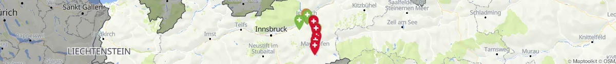 Kartenansicht für Apotheken-Notdienste in der Nähe von Rohrberg (Schwaz, Tirol)